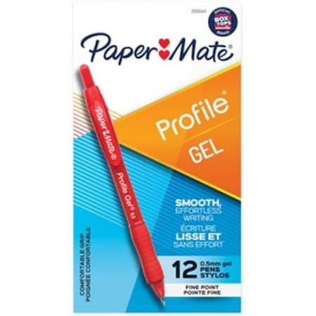 Papermate PAP2126543 0.5 Mm Profile Gel Pens; Red Gel Ink - Pack Of 12
